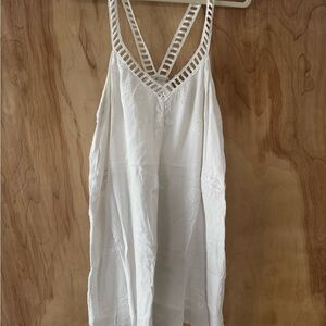 Zara White embroidered linen dress